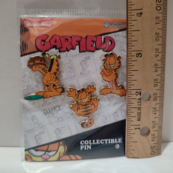 Garfield Triple Threat Enamel Pins Set Official Collectible Cartoon Badges - Picture 2 of 2
